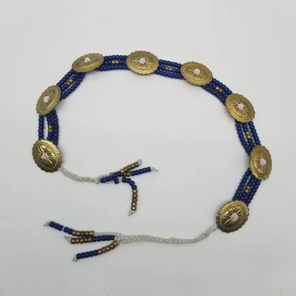 Concho Belt with Blue Beads Vintage Light Blue Beaded Concho Belt | eBay main image 2